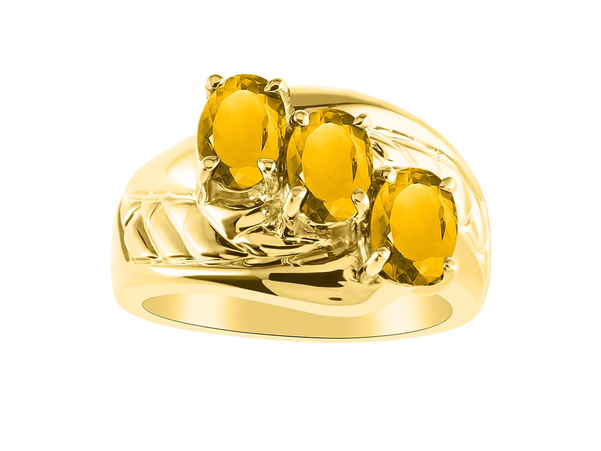 Marquise Shape Colorstone & Diamond Ring Set in 14K Yellow Gold Plated Silver .925 