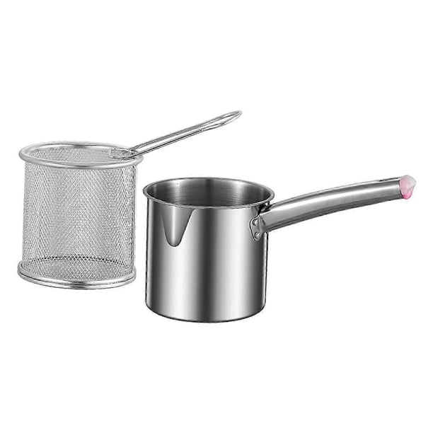 Fryer Pan Deep Fryer Pot Cooking Pot with Cover French Fries Cooker Portable Net