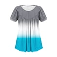 thumbnail image 6 of Womens Pleated Tunic Tops with Leggings, Short Sleeve Shirts for Women Summer Fashion Color Patchwork Flowy Crewneck Dressy Blouses, 6 of 6