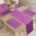 thumbnail image 2 of Ambesonne Floral Table Runner & Placemats, Floral Lace Looking Triangle, Placemat 4 pcs + Runner 14"x72", Fuchsia and White, 2 of 2