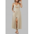 thumbnail image 4 of FreshPretty Women Summer Spaghetti Strap Dress Sleeveless V Neck Cutout Slit Casual Beach Party Maxi Dresses with Pockets, 4 of 6