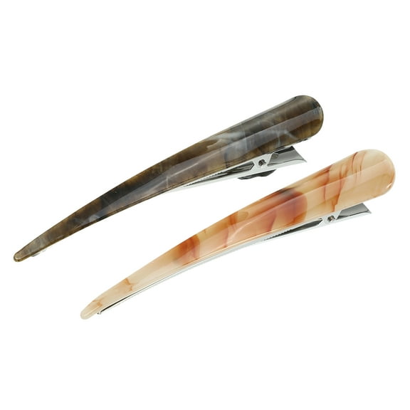 Vocoste 2 Pcs Metal Long Duckbill Hair Clips Large Crocodile Hair Clips for Thick Hair 5.31"x0.83" Orange Brown