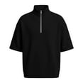 thumbnail image 4 of gbyLJF Quarter Zipper Sweatshirts for Men Short Sleeve Loose Fit Summer Tops Solid Color Spring Mens Pullover, 4 of 8