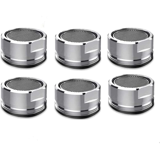 6 Pack Faucet Aerator 1.5 Inch Male Thread Aerator Faucet Filter with Washer for Kitchen Bathroom Sink Aerator Regular Standard Replacement Part with Brass Housing GPM Pack Faucet Aerator 2 GPM