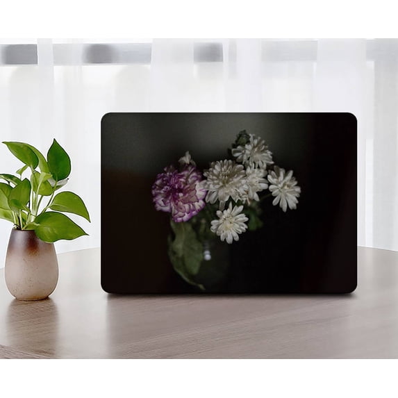 KSK KAISHEK Hard Case Compatible with MacBook Air 13.6 inchs( Touch Bar, 2022.0) + Black Keyboard Cover Model A2681 m2, Type C Flower 1371