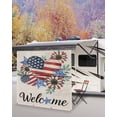 thumbnail image 5 of 4th of July RV Awning Sun Shade Screen 9'X7' Welcome Stars Stripes Mesh Sunscreen Daisy Love Linen Awning Shade Screen with Zipper UV Blocker Completed Kits Outdoor Canopy for RV Motorhome Camper, 5 of 7