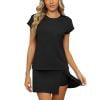 Lounge Sets for Women Short Sleeve Crewneck Tops and Skort Solid Color Casual Summer 2 Piece Airport Outfit S-2XL