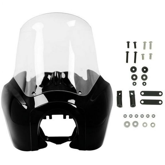 Black & Clear Tall Fairing Windshield Club Style Kit Compatible with Harley-Davidson Dyna, Super Glide T-Sport FXDXT, FXR