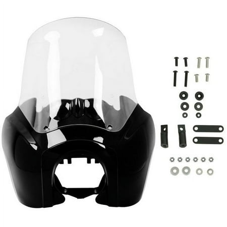 Black & Clear Tall Fairing Windshield Club Style Kit Compatible with Harley-Davidson Dyna, Super Glide T-Sport FXDXT, FXR