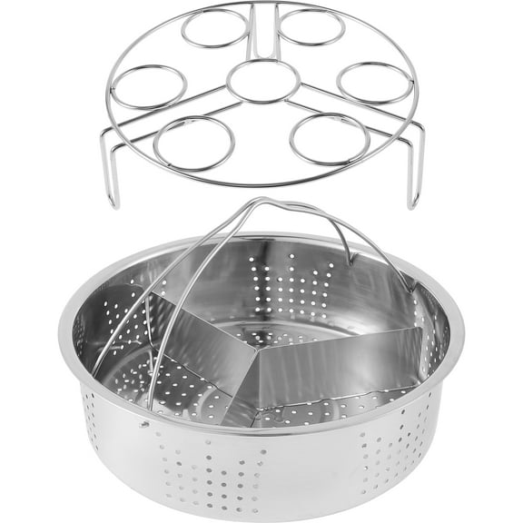 Relax love Steamer Basket Rack Stainless Steel with 3 Divider Reusable Steamer Basket Holder Steaming Basket Durable Steam Cooking Accessories for Pressure Cooker Kitchen