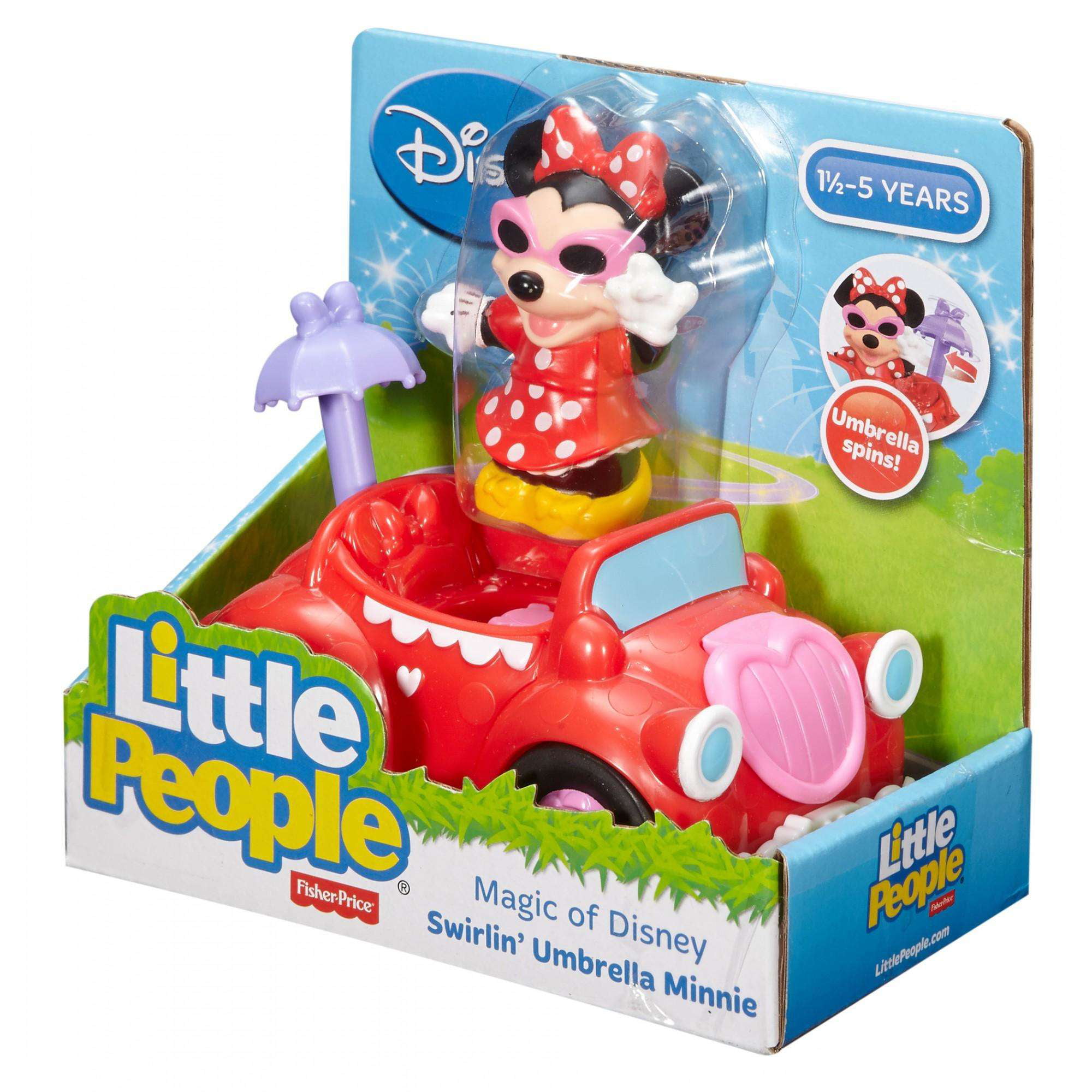 Little People Magic Of Disney Swirlin' Umbrella MINNIE MOUSE Red Car Vehicle HTF 