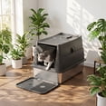 thumbnail image 3 of XL Extra Large Stainless Steel Litter Box with Lid, Metal Cat Litter Boxes for Big Cats Enclosed, Metal Litter Box with Litter Scoop Set, Non-Sticky, Anti-Urine Leakage, 24"*16"*18", Dark Gray, 3 of 10
