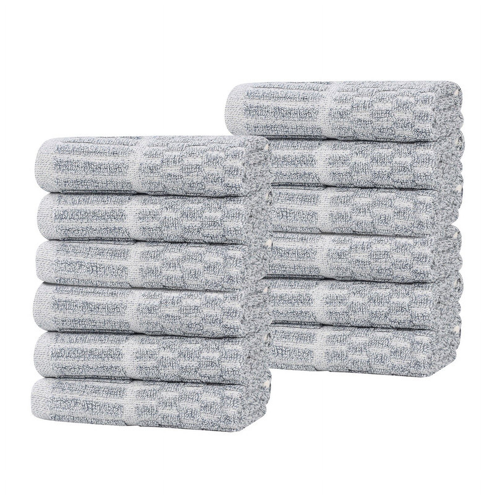 Superior Juno Viscose Cotton Blend Medium Weight Face Towels Washcloths, Set of 12, Denim Blue