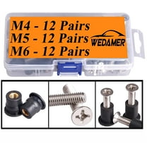 36 Pairs M4 M5 M6 Neoprene Well Nuts with Stainless Steel Screw M5 Rubber Well Nuts Kayak Brass Copper Bolts Well Nut Kit for Kayak Motorcycle Boat Marine Windscreen Accessories (M4 M5 M6)