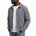 thumbnail image 4 of Vxararl Vintage Checkerboard Shacket Jacket for Men, Button‑Up Long‑Sleeve Casual Checkerboard Shirt Overshirt, Lightweight Shirt Jacket with Side Pockets for Fall Gray S, 4 of 8