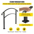 thumbnail image 4 of VEVOR Handrail Stair Railing Handrails 3-Step Handrail Fits 1 or 3 Steps Matte Black Stair Rail Wrought Iron Handrail with Installation Kit Hand Rails for Outdoor Steps, 4 of 9