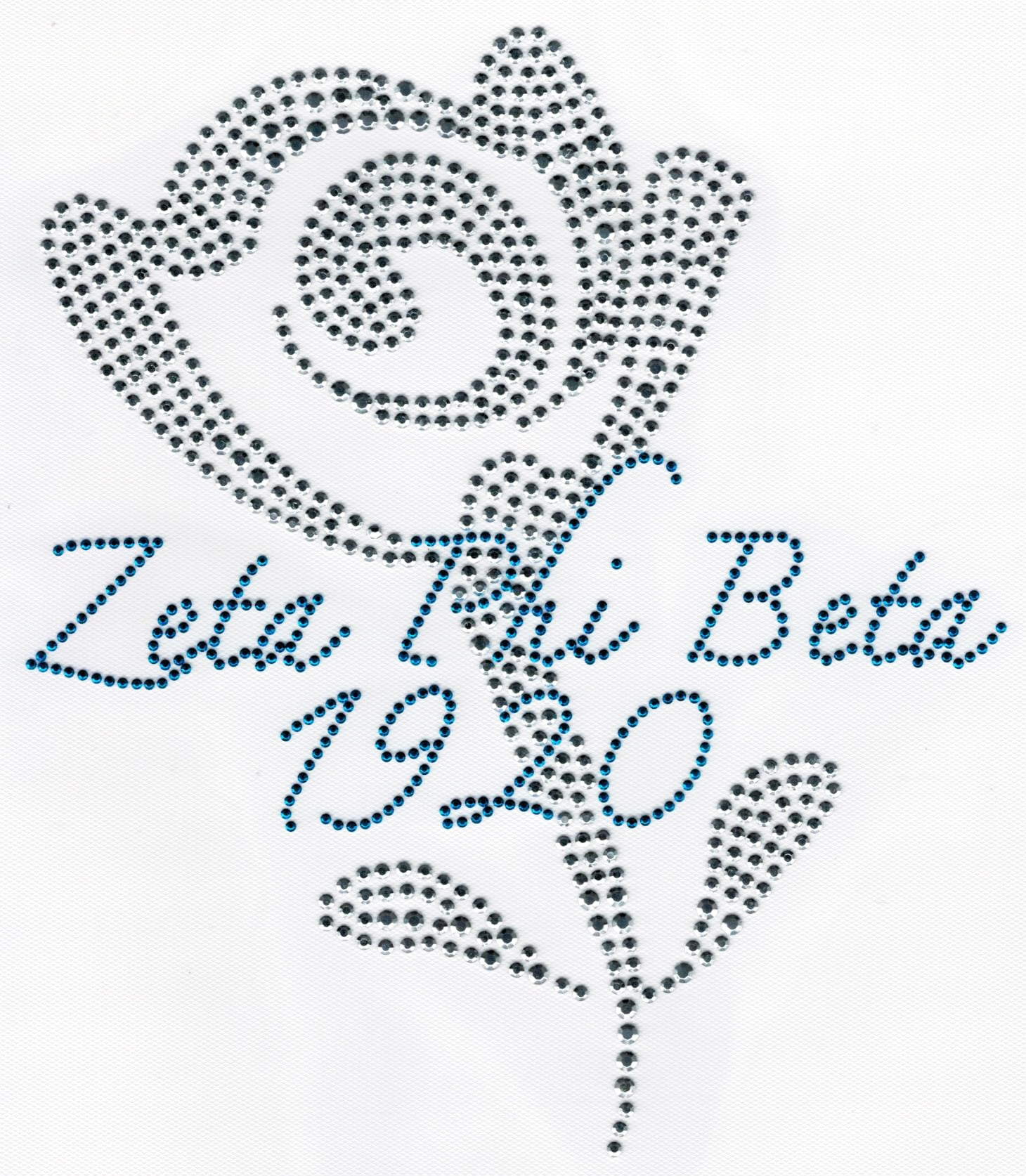 Zeta Phi Beta Rose Rhinestud Heat Transfer [Silver 8"]