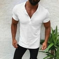 thumbnail image 1 of AherBiu Mens Short Sleeve Shirts Button T-Shirts for Men Cotton Basic Athletic Gym T Shirts for Men, 1 of 7