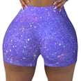 thumbnail image 2 of Xecao Purple Glitter Print Workout Shorts for Women Soft Smooth Gym Yoga Scrunch Active Tennis Workout Running Shorts-Small, 2 of 8