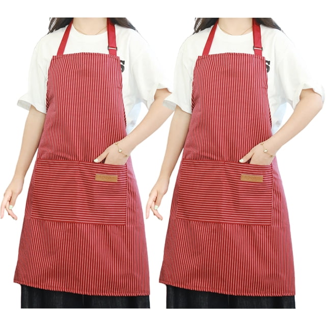 Injueey Delantal de cocina de poliéster de 2 piezas, color duradero, para disfraz, 2 unidades para niños, tela gruesa, color resistente. Cubiertas para muebles de jardín Rojo