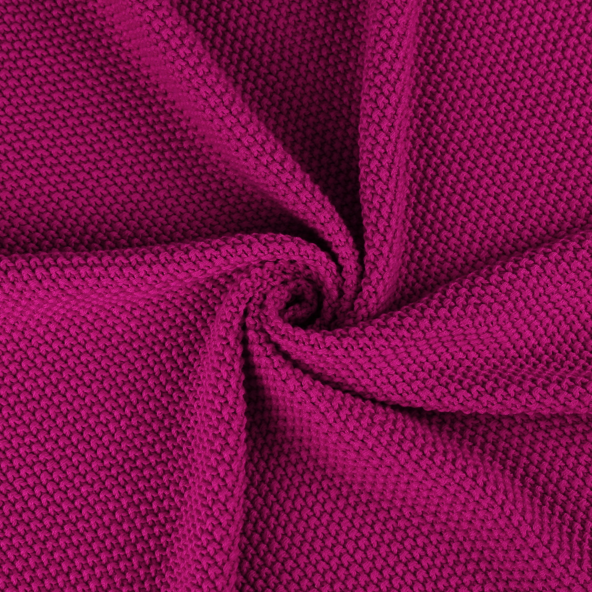 Unique Bargains Pure Cotton Soft Cable Knit Throw Blanket Fuchsia 50" x 60"