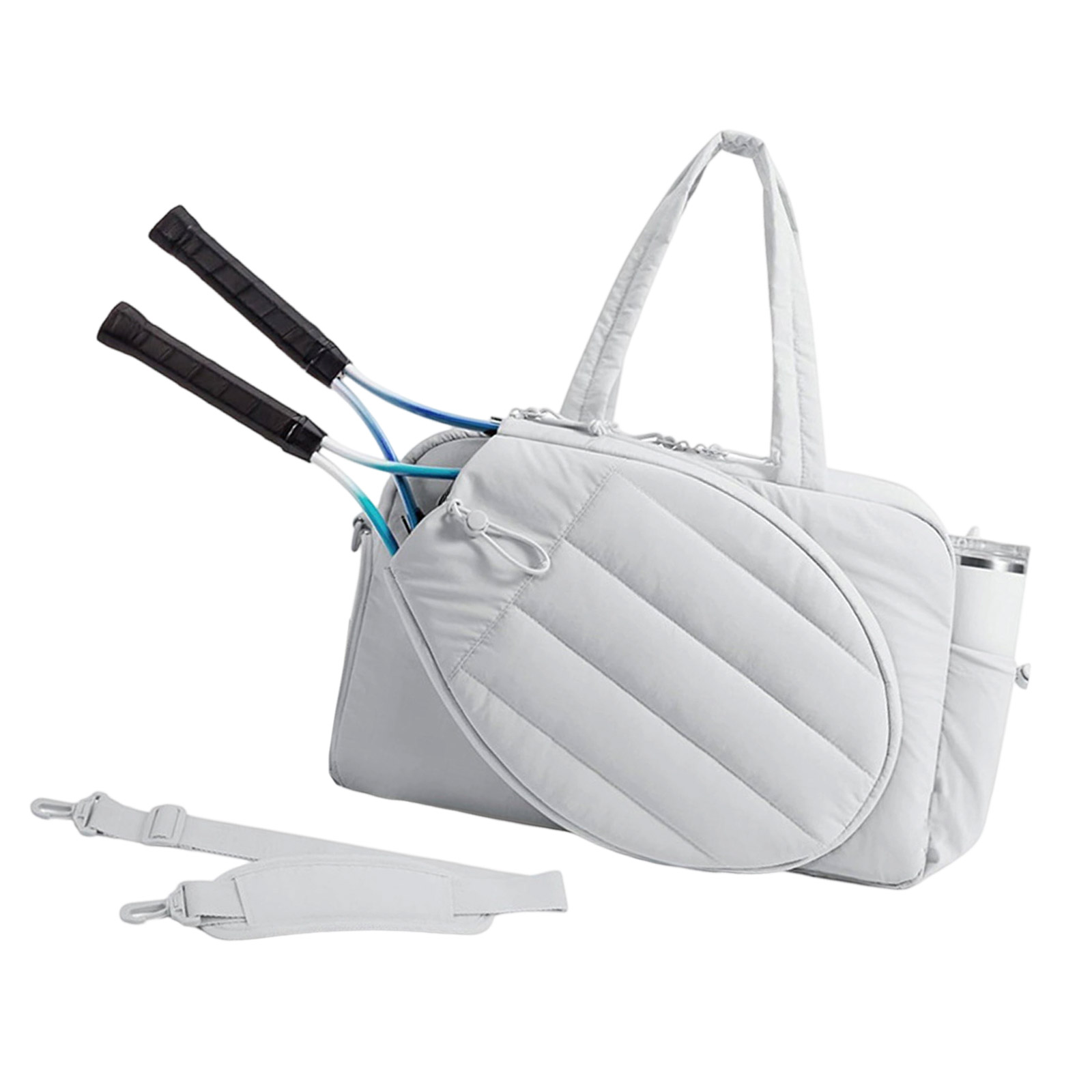 Nylon Tennis Bag With Front Storage For 2 Rackets Reinforced Handles For Active Lover Sport Casual Use