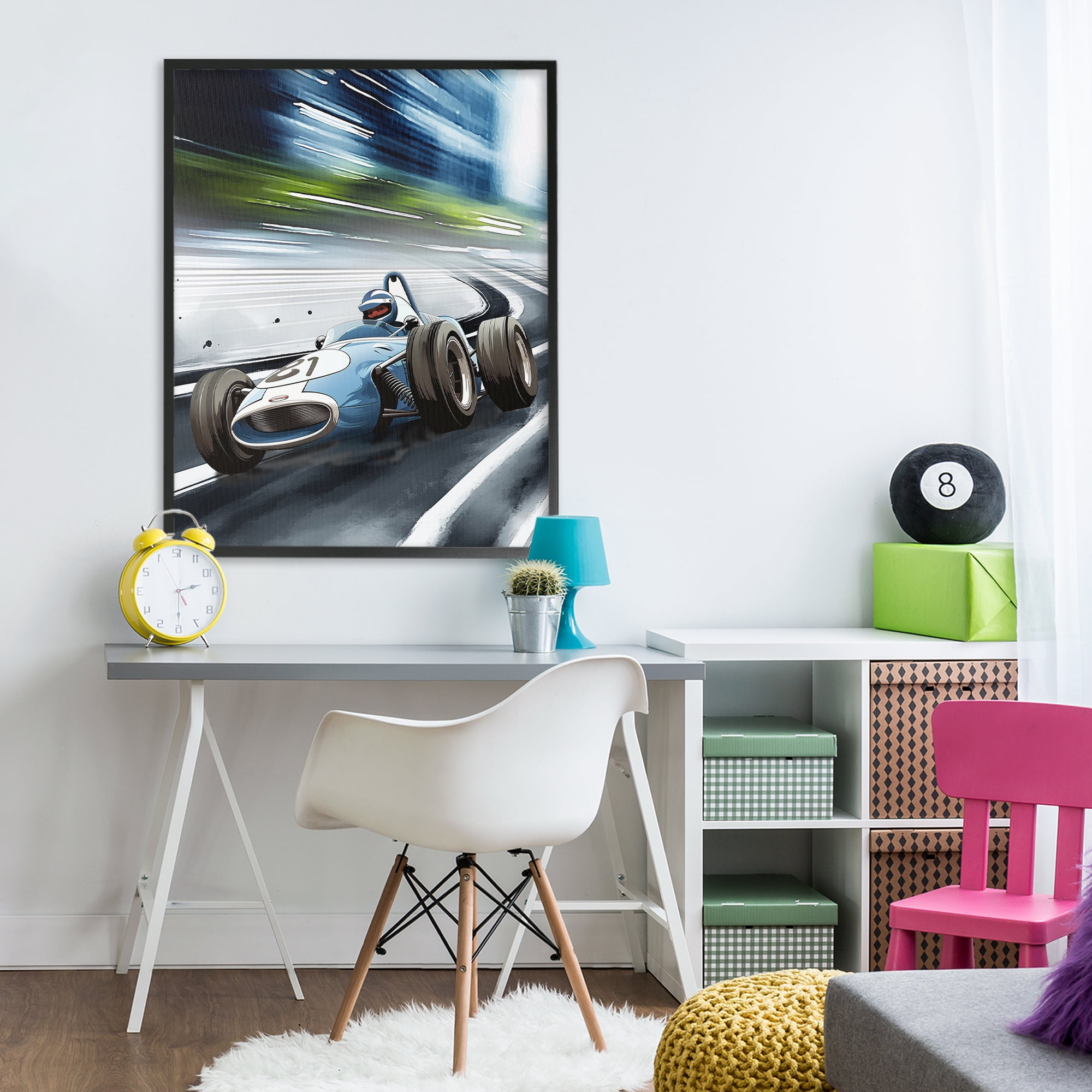 Stupell Industries Speeding Racecar Driver Black Framed Giclee Art, design by Christine Simpson Art