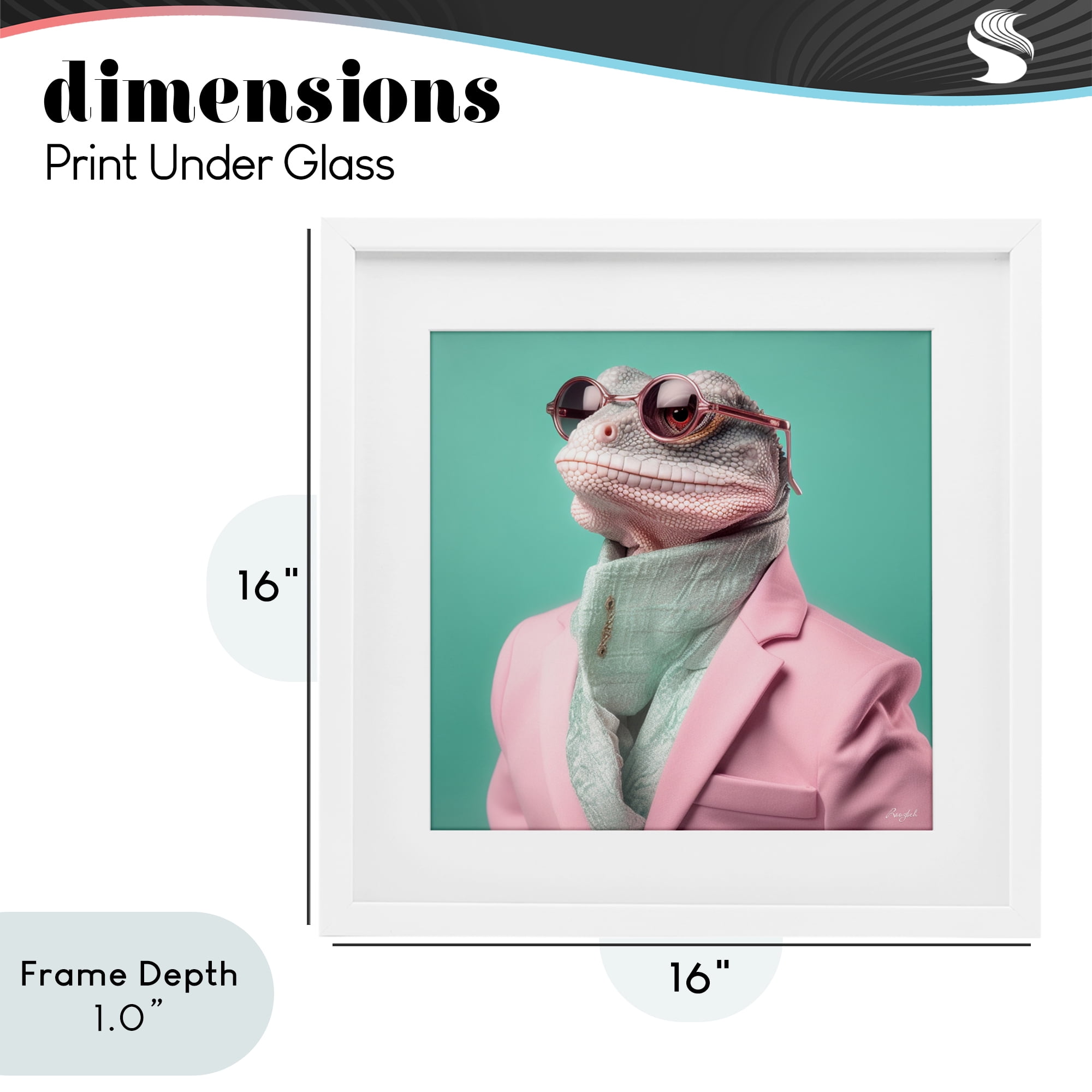 Stupell Industries Hipster Iguana Portrait White Framed Print Under Glass, design by Roozbeh