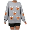 thumbnail image 6 of larppty Womens Oversized Christmas Sweaters Crewneck Reindeer Graphic Knit Long Sleeve Santa Xmas Pullover Sweater (Grey, XXL), 6 of 8