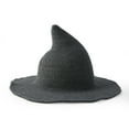 thumbnail image 2 of Sombrero de bruja de lana para Halloween, disfraz para mujer, gorro de bruja moderno de punto para mujer, gorro de bruja malvado para adultos, gorro de bruja para cosplay, 2 of 2