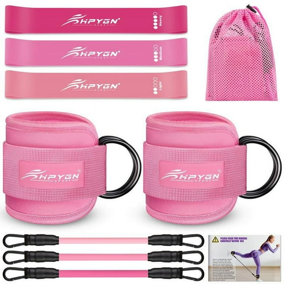 HPYGN Ankle Resistance Bands, Ankle Bands for Working Out with Cuffs, Resistance Bands for Leg Butt Training Workout Equipment for Kickbacks Hip Gluteus Training Exercises, Ankle Strap with Exercise