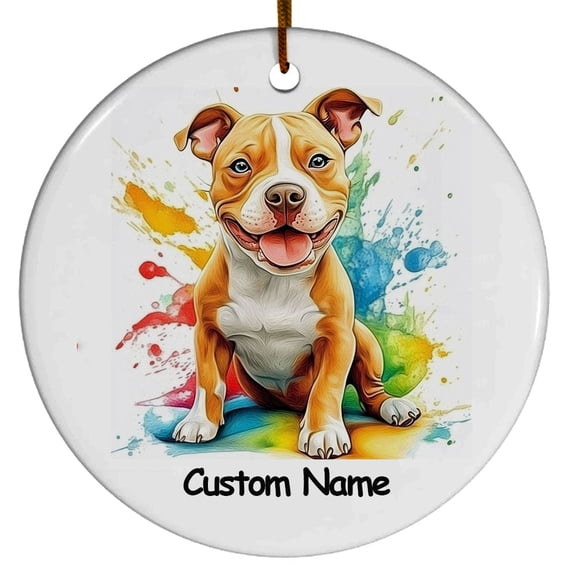 American Pit Bull Terrier Gift, Personalized Ornament with Name, Gift for Dog Dad, Dog Mom, Gift for Mother's day, Father's day, Christmas, Dog Lover, Dog Owner