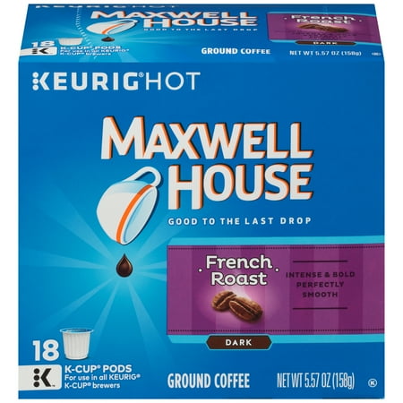 Maxwell House Dark French Roast Coffee K Cup Pods, Caffeinated, 18 ct - 5.57 oz Box