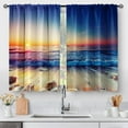 thumbnail image 1 of Beach Sunset Country Kitchen Curtains - Rustic Summer Ocean Short Cafe Curtains Decor for Bathroom Over Sink Tier Curtains Tropical Scenery Hawaiian Rod Pocket Window Drapes 2 Panels set 28"x24", 1 of 5