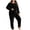 Black, variant on Lounge Set for Plus Women 2 Piece Pajama Sweatsuit Crew Neck Sweatshirt and Sweatpant Fuzzy Lounge Home Wear Set