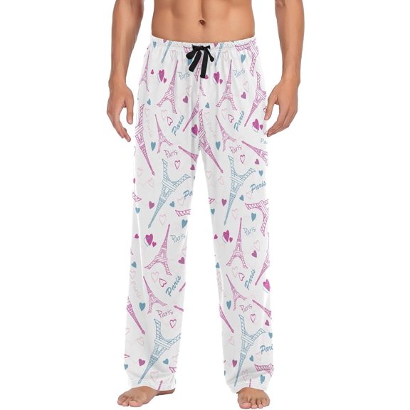 GZHJMY Eiffel Tower Men's Pajama Pants, Soft and Comfortable Lounge Sleep Bottoms with Pockets, Men's Sleepwear with Custom Print, XX-Large