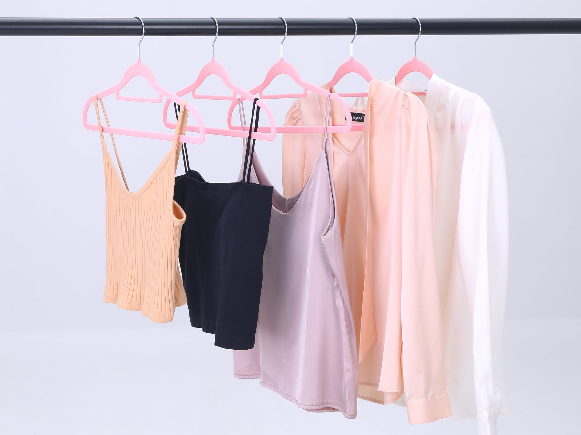 Unique Bargains Non-Slip Velvet Hangers for Closet Organization 10 Pcs Pink