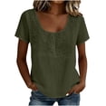 thumbnail image 2 of Yrmaups Loose Fit Short Sleeve T Shirt for Women, Casual Round Neck Blouse, Embroidered Floral Top, Soft Breathable Tee for Party Daily Wear, Army Green 2XL, 2 of 6