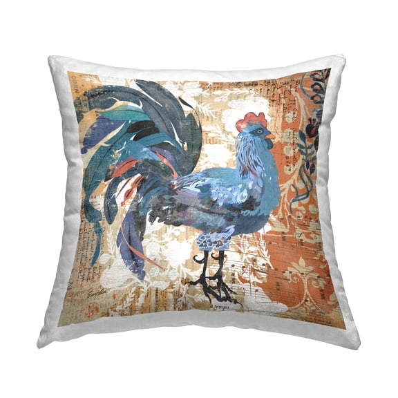 Stupell Industries Layered Paisley Pattern Rooster Printed Throw Pillow Design by Evelia Designs