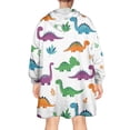 thumbnail image 2 of Wearable Oversized Blanket,White Dinosaurs Colorful Leaves Pattern Wearable Blanket Hoodie for Adults,Cozy Hooded Blankets with Super Pockets,Super Warm Fuzzy Pullover for Women & Men, 2 of 6