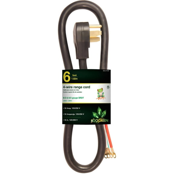 GoGreen Power (GG-27206) 6' 4-Wire Range Cord, 50 Amp, 6 Ft