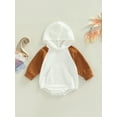 thumbnail image 2 of Newborn Baby Boy Girl Sweatshirt Romper Oversized Long Sleeve Color Block Hoodie Bodysuit Top Fall Winter Clothes, 2 of 8