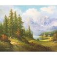 thumbnail image 2 of Weber, Max 24x20 Gold Ornate Wood Framed with Double Matting Museum Art Print Titled - VALLEY SALZKAMMERGUT, 2 of 4