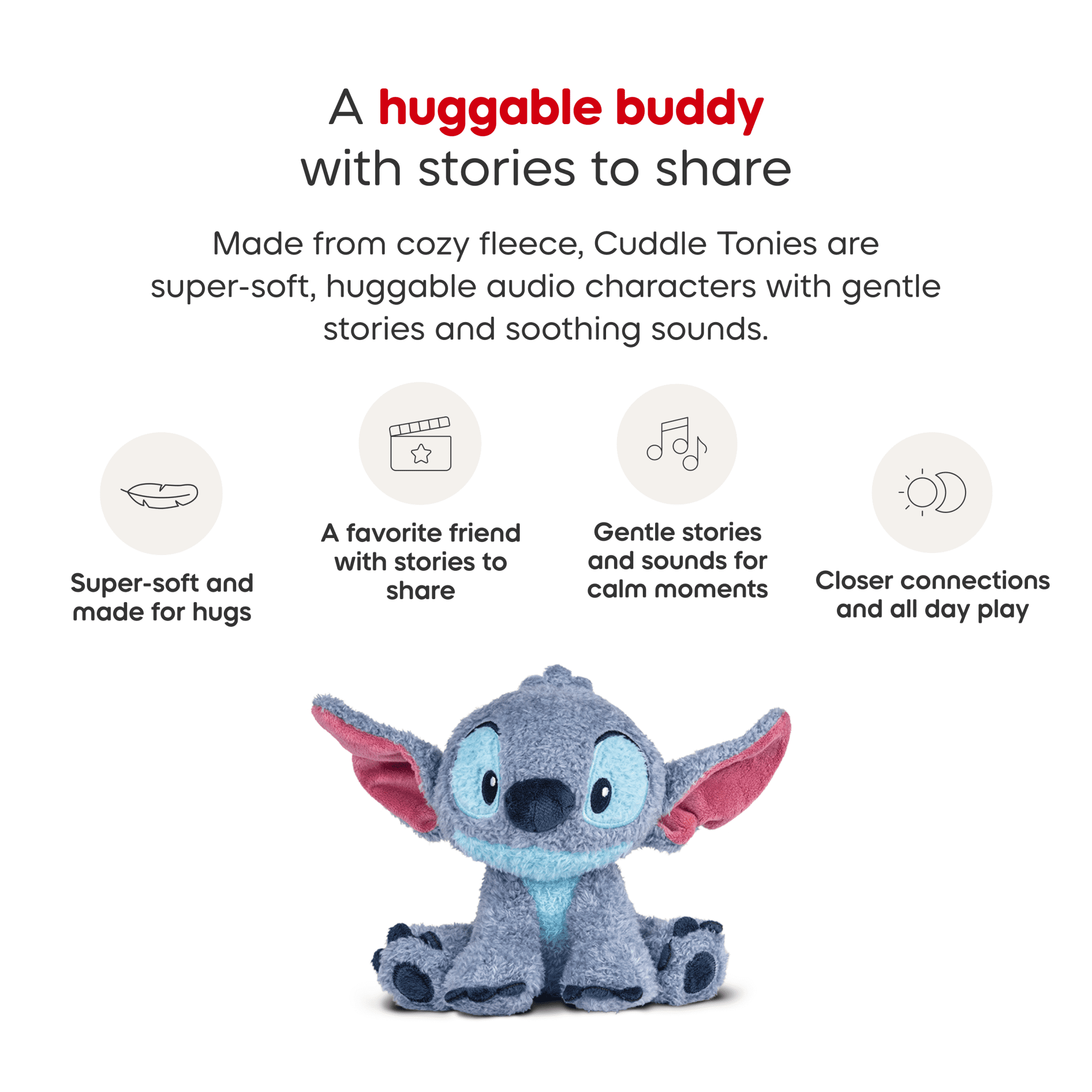 Tonies Cuddle Tonie Stitch Audio Toy Plush from Disney's Lilo & Stitch, Walmart Exclusive, Age Group 3+