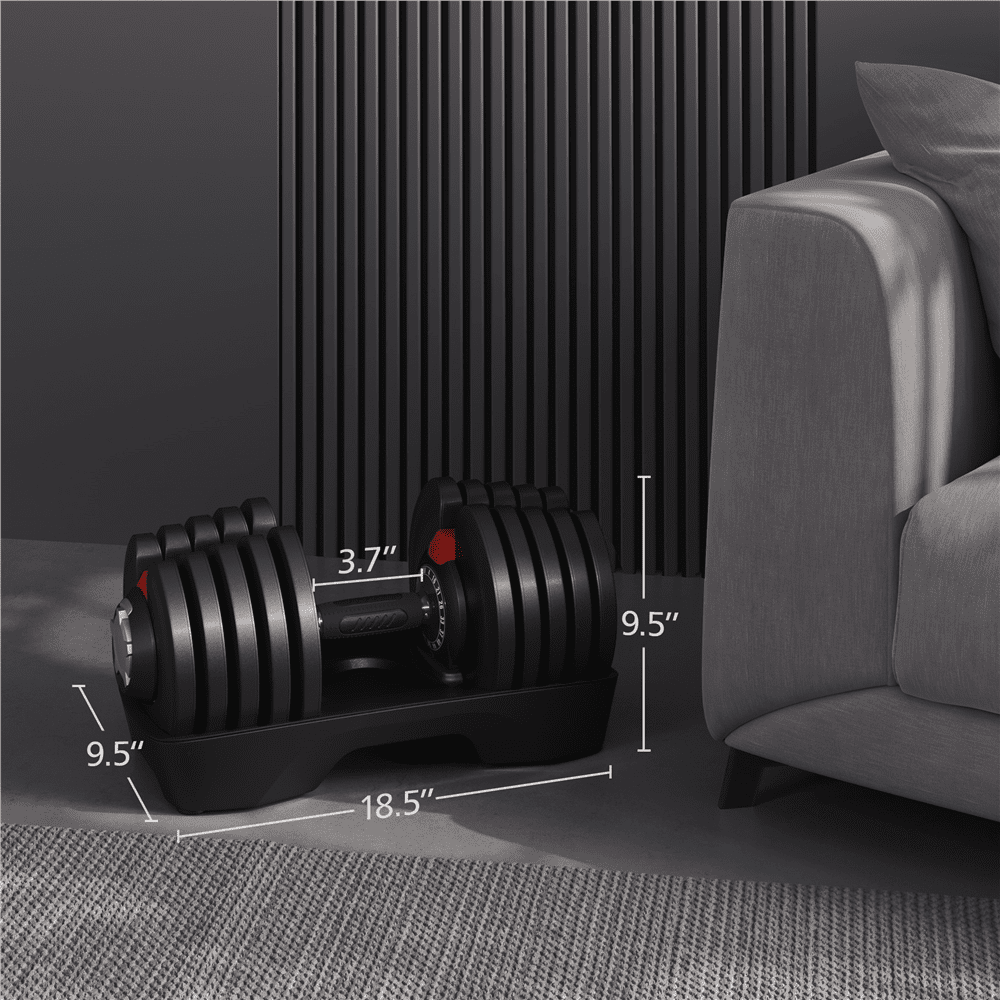 Renwick 4-90Lbs Quick Adjust Dumbbell Set for Home Gym, Set of 2, Black/Red