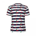 thumbnail image 4 of T Shirt For Men Cute Cherry Black Striped Print Hip Hop Running Short-Sleeve Breathable Tops Summer, 4 of 7