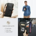 thumbnail image 3 of Wallet Case Compatible with Samsung Galaxy S10, Multifunctional Magnetic Closure Folio Case, [RFID Blocking] Durable PU Leather Flip Lanyard Strap Wristlet Zipper Card Holder Phone Case, Black, 3 of 10