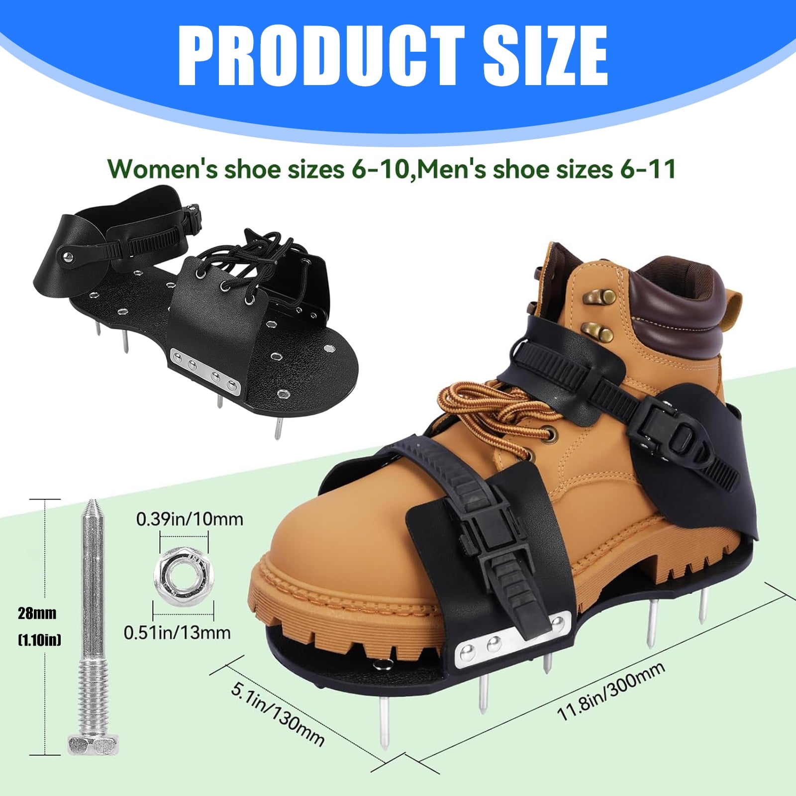 2 in 1 Nylon Aerator Shoes Aerating Footwear For Lawns Care And Epoxy Floor Projects 13 Spikes Penetrate Hard Soil
