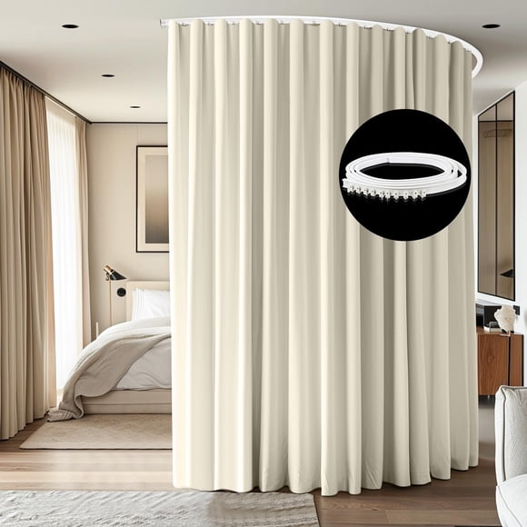 Cortina divisoria de ambientes CBSRORO con cortina opaca, color beige