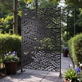 thumbnail image 2 of Tcbosik Metal Privacy Screen for Indoor & Outdoor, 76"H x 48"W Decorative Metal Privacy Fence Divider for Garden Patio Backyard, Black, 2 of 8